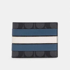 Coach Striped Wallet With Blue/White Pattern